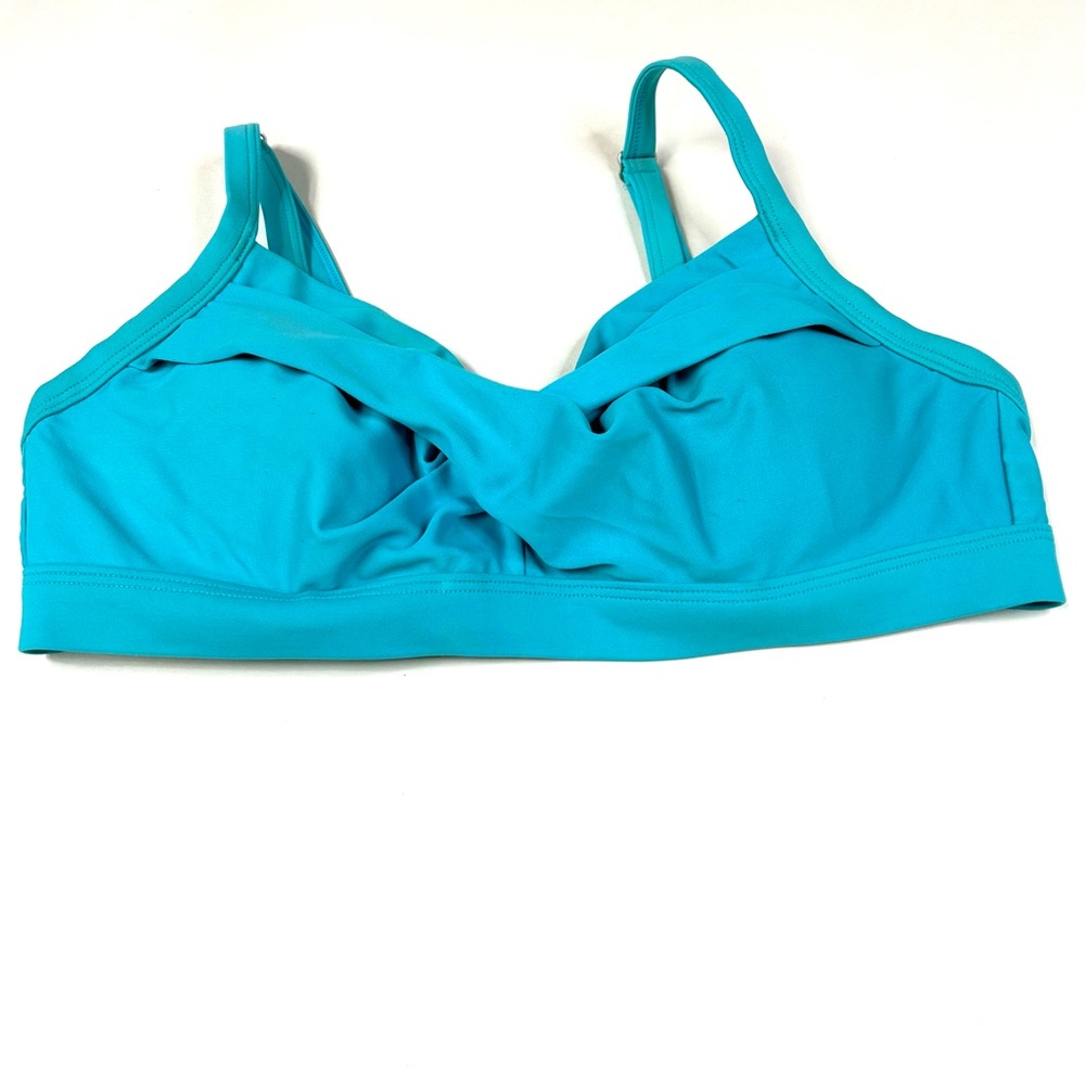 Athleta Bikini Top 34B/34C Solid Blue Removable Pads Underwire #2121